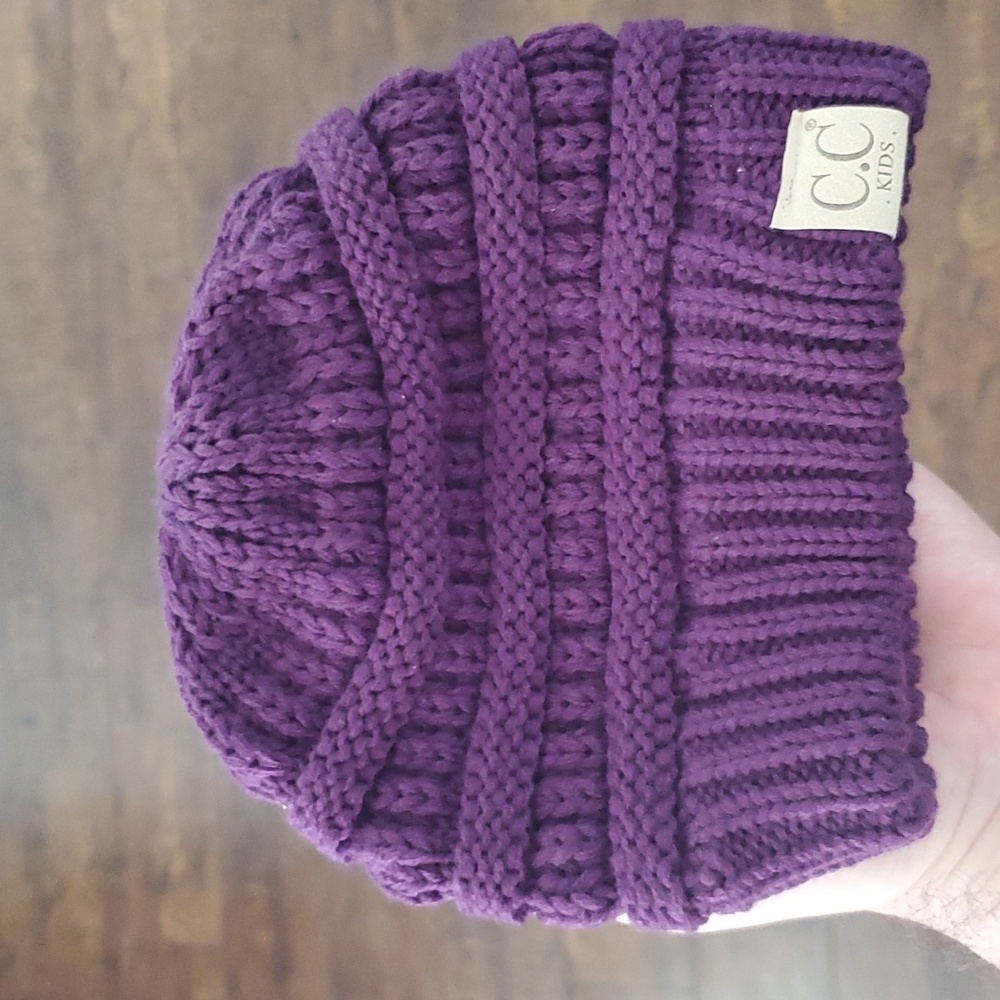 CC Kids Winter Beanie Hat Purple